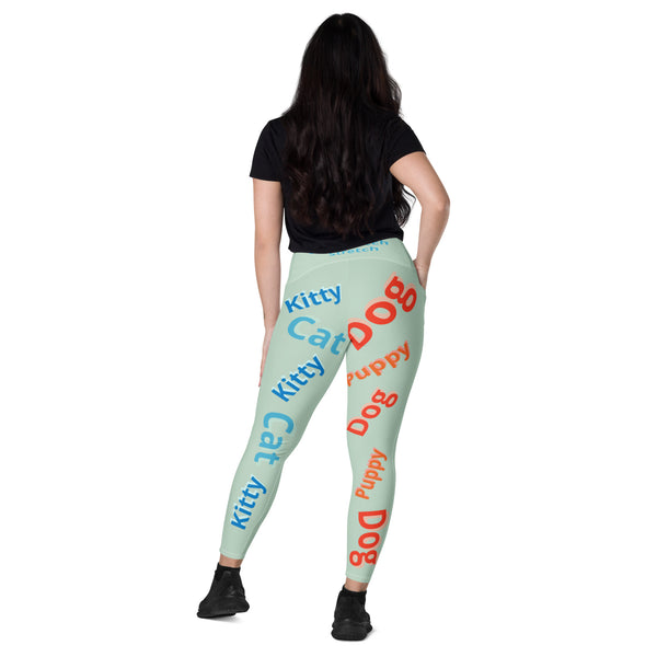 "CQ Original" Cat  / Dog & Yoga Lover - Crossover leggings with pockets