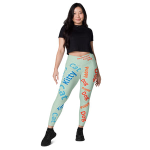 "CQ Original" Cat  / Dog & Yoga Lover - Crossover leggings with pockets