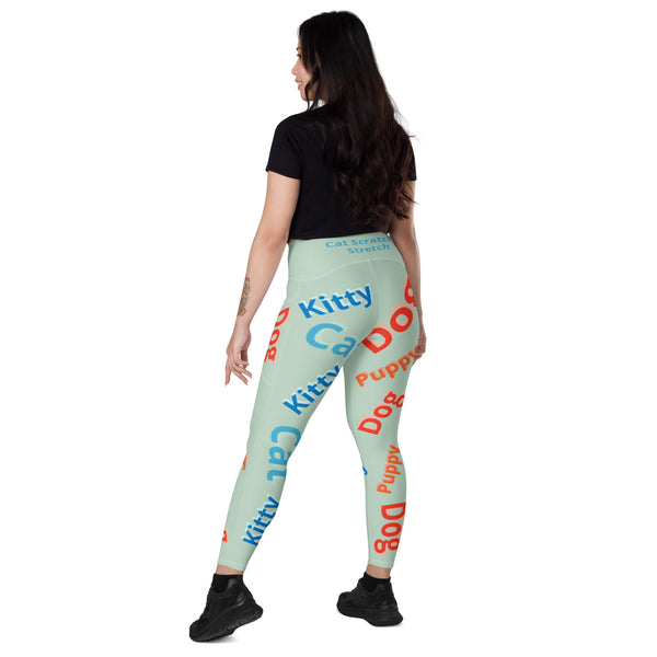 "CQ Original" Cat  / Dog & Yoga Lover - Crossover leggings with pockets