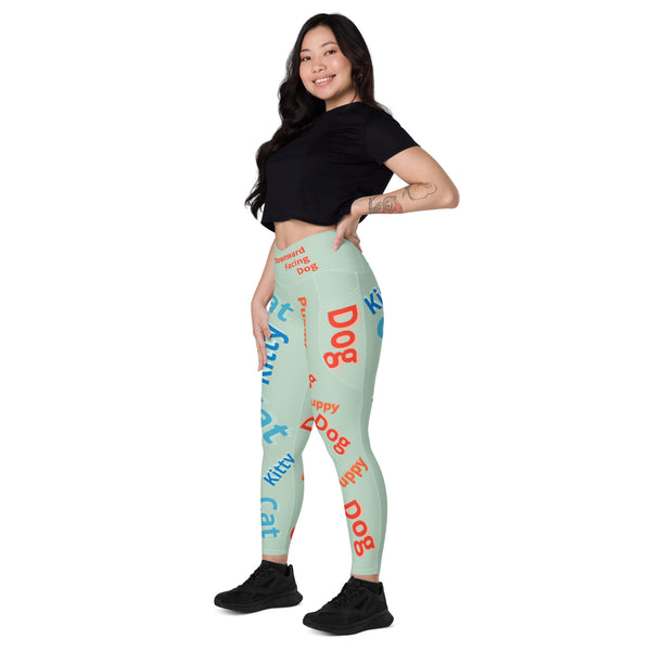 "CQ Original" Cat  / Dog & Yoga Lover - Crossover leggings with pockets