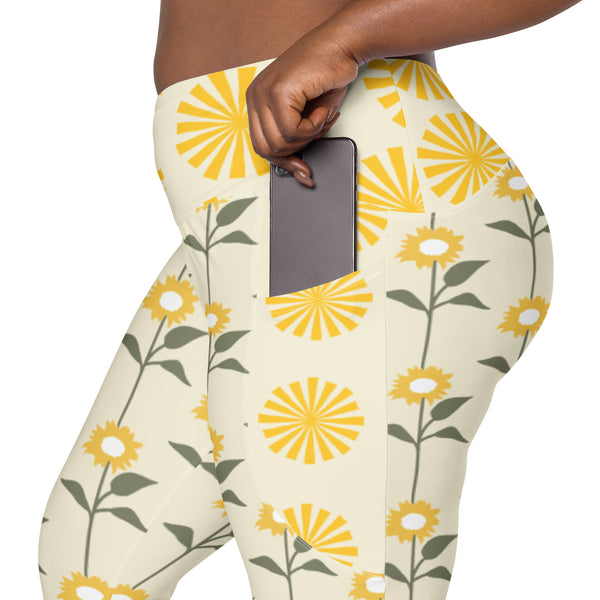 "CQ Original" Blossom & Bloom - Crossover leggings with pockets