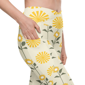 "CQ Original" Blossom & Bloom - Crossover leggings with pockets