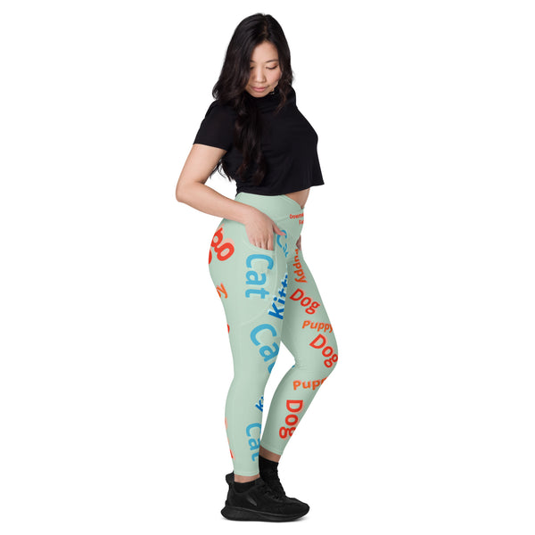 "CQ Original" Cat  / Dog & Yoga Lover - Crossover leggings with pockets