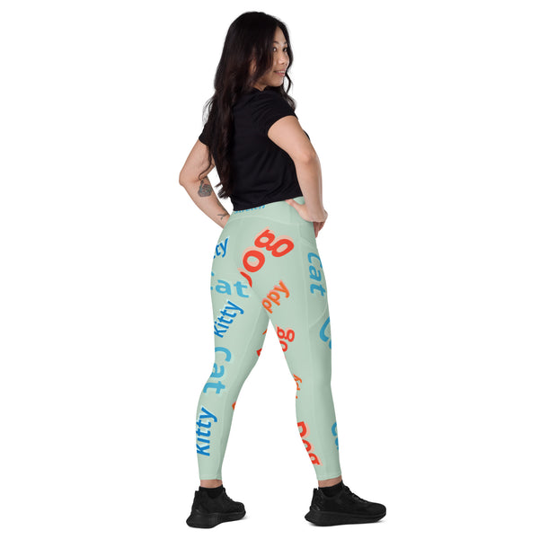 "CQ Original" Cat  / Dog & Yoga Lover - Crossover leggings with pockets