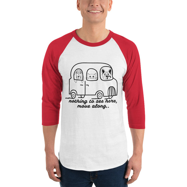 "CQ Original"  Animal Bus - Nothing to see here! 3/4 sleeve raglan shirt