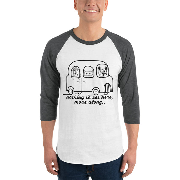 "CQ Original"  Animal Bus - Nothing to see here! 3/4 sleeve raglan shirt