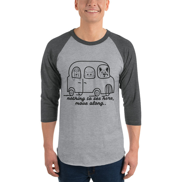 "CQ Original"  Animal Bus - Nothing to see here! 3/4 sleeve raglan shirt