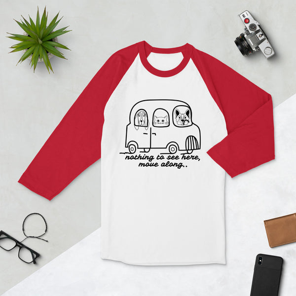 "CQ Original"  Animal Bus - Nothing to see here! 3/4 sleeve raglan shirt