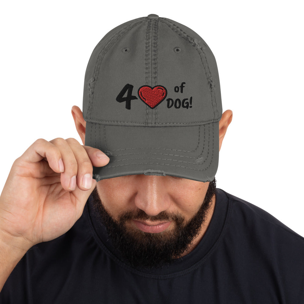 "CQ Original" 4 Love of Dog!   Distressed Hat, Baseball Hat