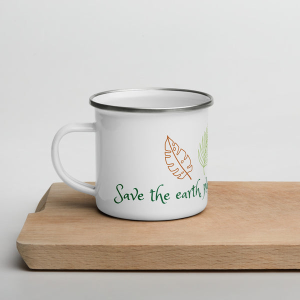 "CQ Original" Save the earth, plant a seed, grow a tree! Enamel Mug