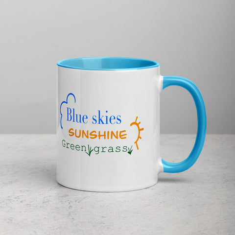 "CQ Original" Blue Skies, Sunshine, Green Grass - Mug with Blue Color Inside