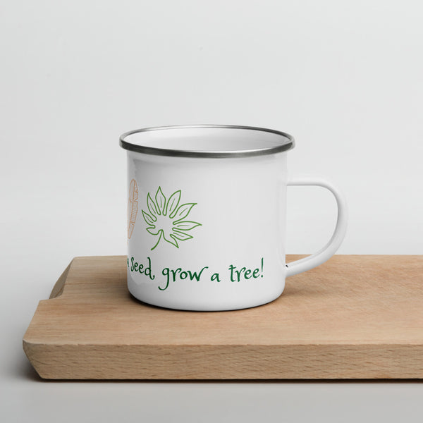 "CQ Original" Save the earth, plant a seed, grow a tree! Enamel Mug