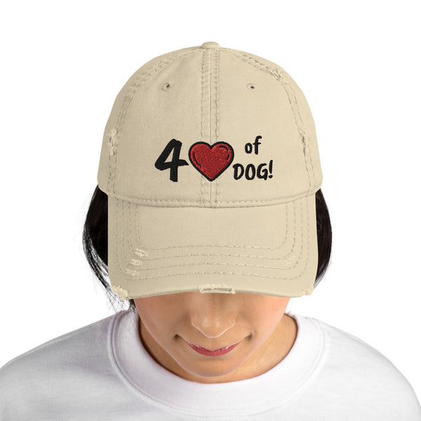 "CQ Original" 4 Love of Dog!   Distressed Hat, Baseball Hat