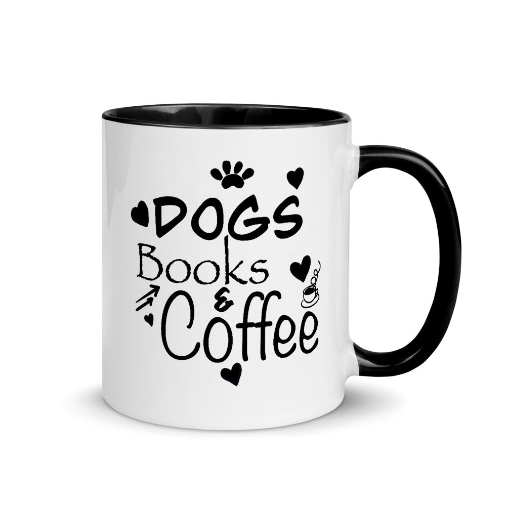 "CQ Original" Dogs, Books, Coffee  Mug with Black Color Inside