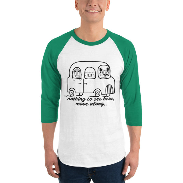 "CQ Original"  Animal Bus - Nothing to see here! 3/4 sleeve raglan shirt