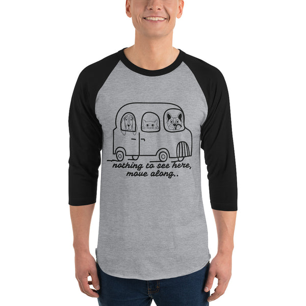 "CQ Original"  Animal Bus - Nothing to see here! 3/4 sleeve raglan shirt