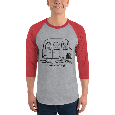 "CQ Original"  Animal Bus - Nothing to see here! 3/4 sleeve raglan shirt