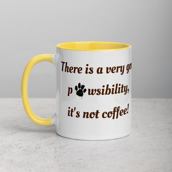 "CQ Original"  Pawsibility of Coffee - 100% chance of hair!   Mug with Color Inside