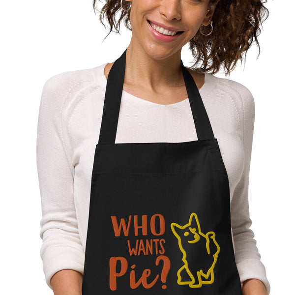 "CQ Original" Organic cotton apron - Who wants Pie?  The DOG!!