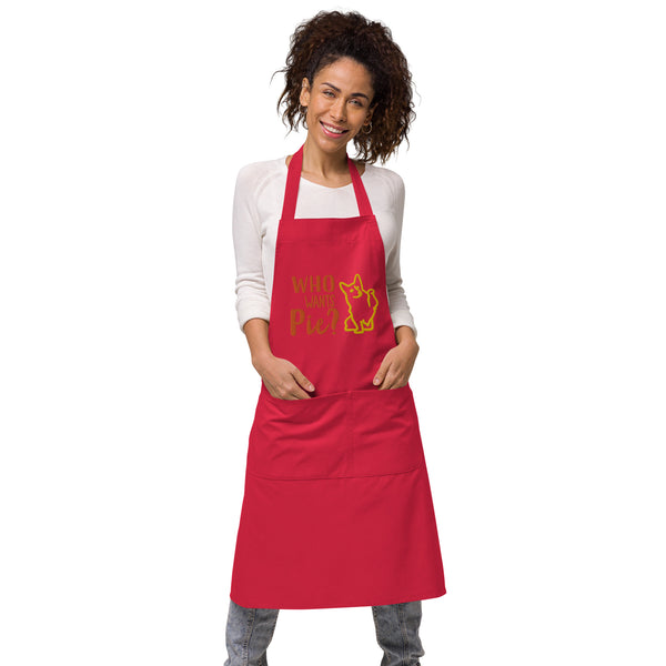 "CQ Original" Organic cotton apron - Who wants Pie?  The DOG!!