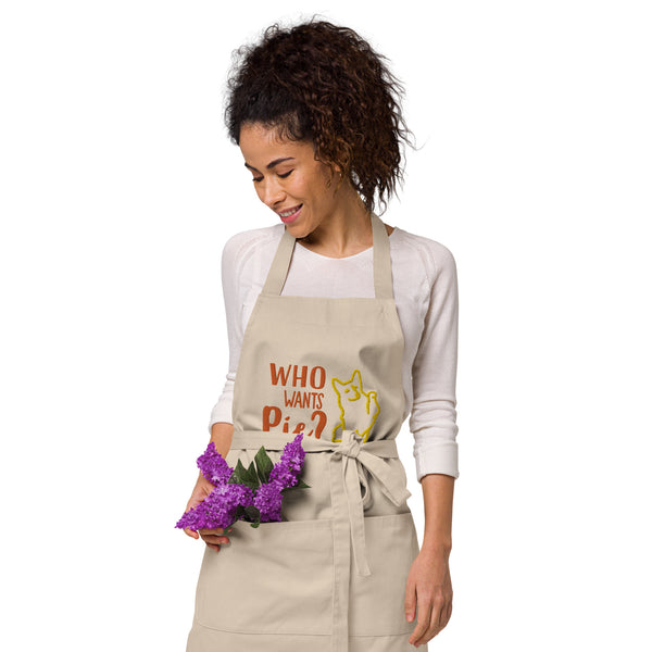 "CQ Original" Organic cotton apron - Who wants Pie?  The DOG!!