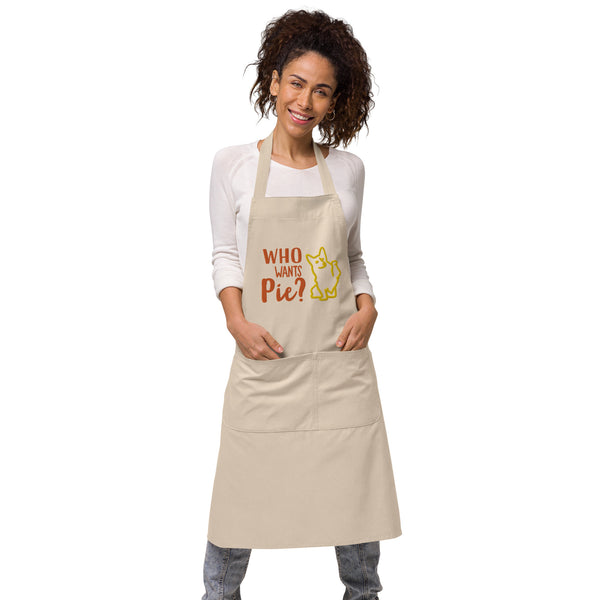 "CQ Original" Organic cotton apron - Who wants Pie?  The DOG!!