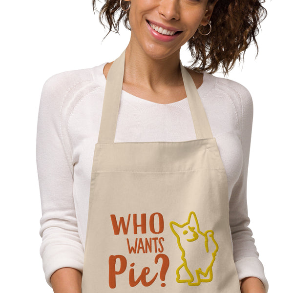 "CQ Original" Organic cotton apron - Who wants Pie?  The DOG!!