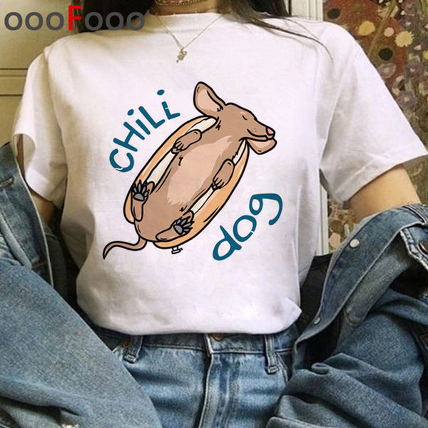 New Dogs Funny Cartoon T Shirt Women