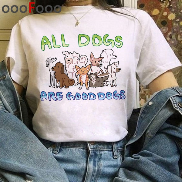 New Dogs Funny Cartoon T Shirt Women