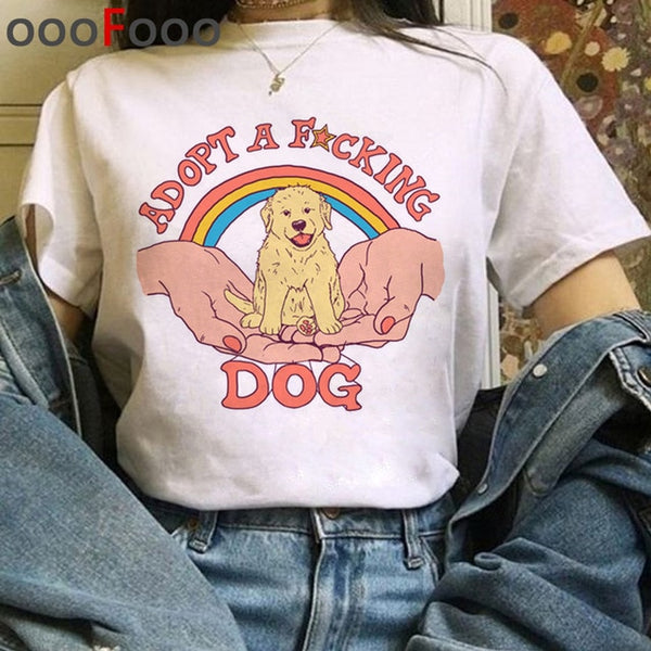 New Dogs Funny Cartoon T Shirt Women