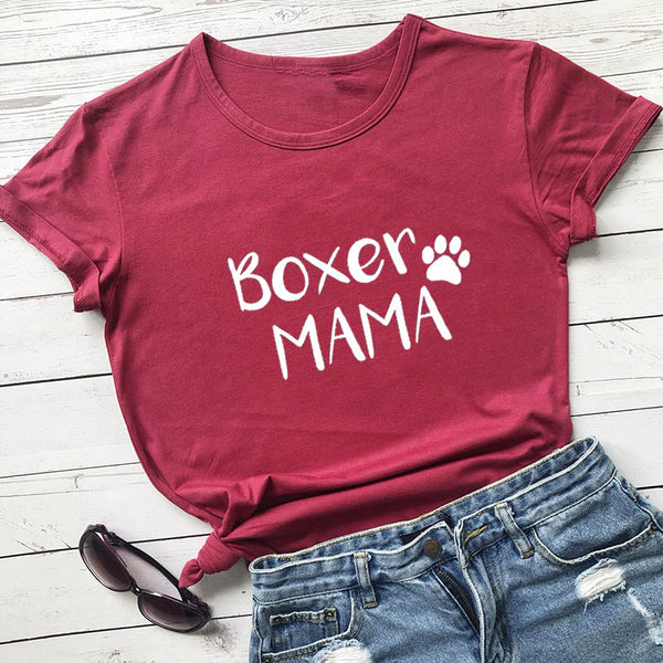 Boxer Mama  100%Cotton T-Shirt Dog Lover