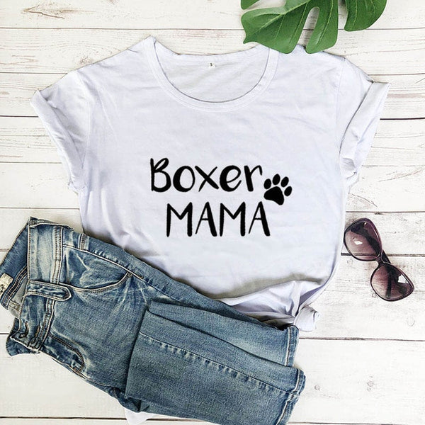 Boxer Mama  100%Cotton T-Shirt Dog Lover