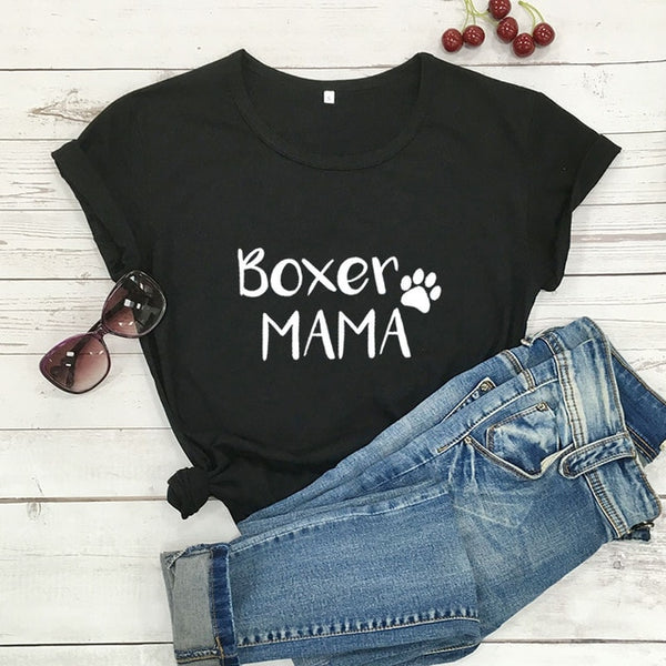 Boxer Mama  100%Cotton T-Shirt Dog Lover