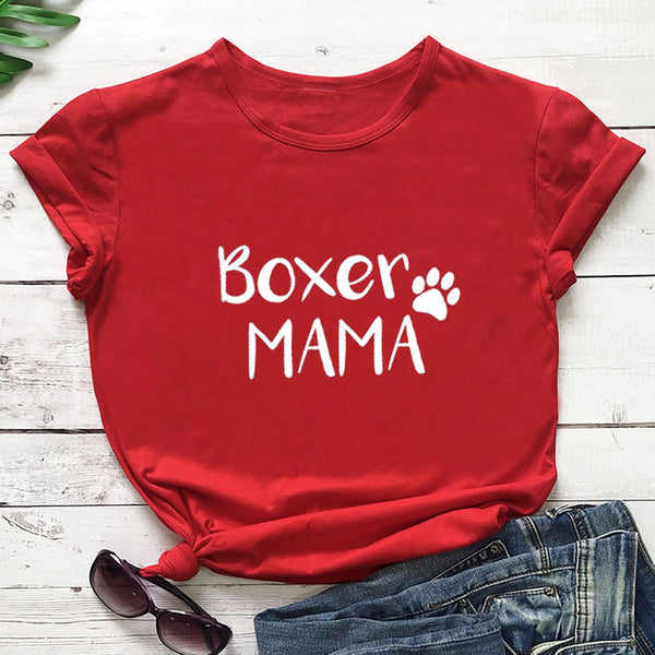 Boxer Mama  100%Cotton T-Shirt Dog Lover