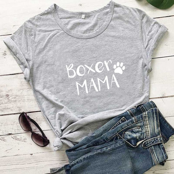 Boxer Mama  100%Cotton T-Shirt Dog Lover