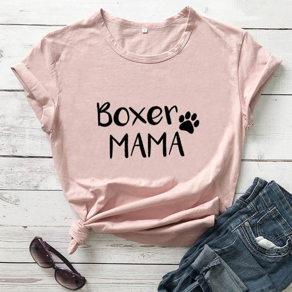 Boxer Mama  100%Cotton T-Shirt Dog Lover