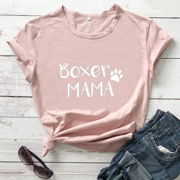 Boxer Mama  100%Cotton T-Shirt Dog Lover