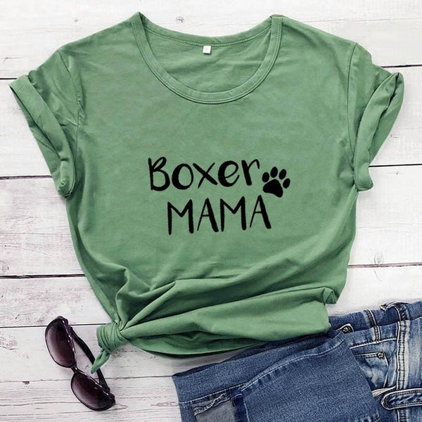 Boxer Mama  100%Cotton T-Shirt Dog Lover