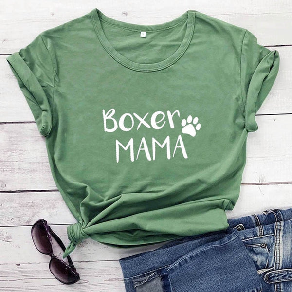 Boxer Mama  100%Cotton T-Shirt Dog Lover