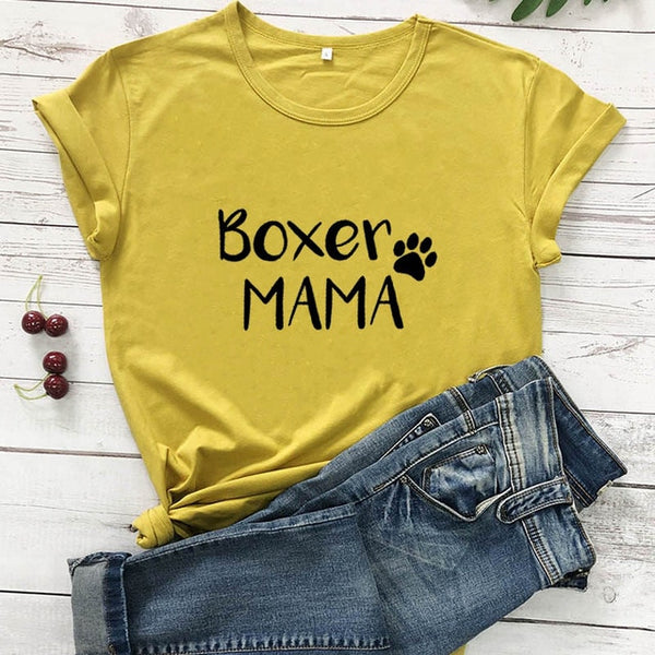 Boxer Mama  100%Cotton T-Shirt Dog Lover