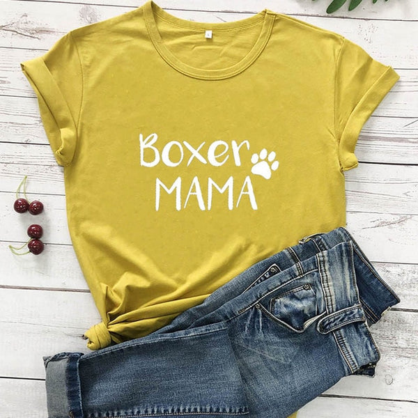 Boxer Mama  100%Cotton T-Shirt Dog Lover