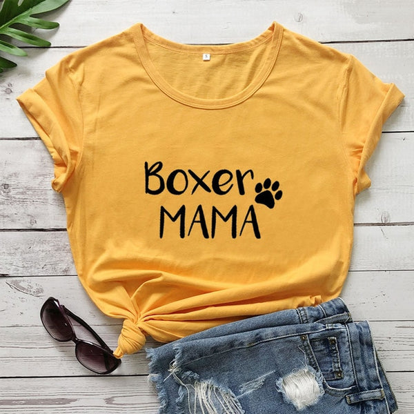 Boxer Mama  100%Cotton T-Shirt Dog Lover