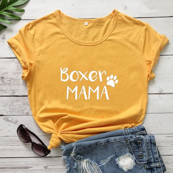 Boxer Mama  100%Cotton T-Shirt Dog Lover