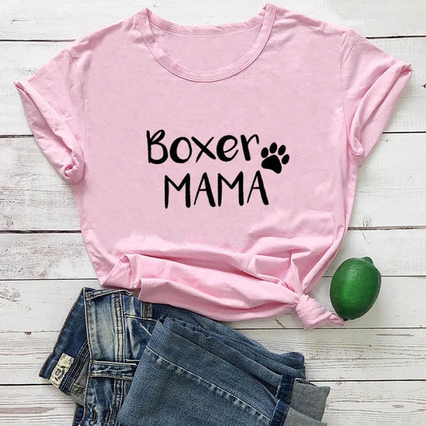 Boxer Mama  100%Cotton T-Shirt Dog Lover