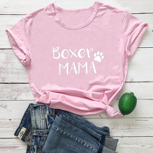 Boxer Mama  100%Cotton T-Shirt Dog Lover