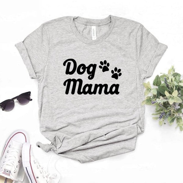 Dog Mama Paw Print Women Tshirts Cotton