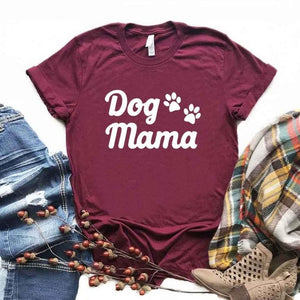 Dog Mama Paw Print Women Tshirts Cotton