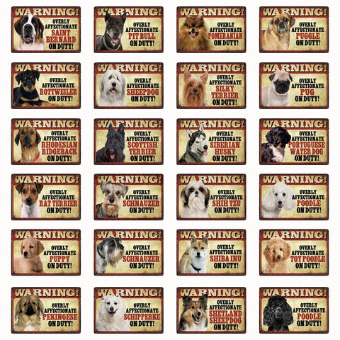 20*30 CM Pets Dog Warning Metal Sign Tin Poster Home Decor