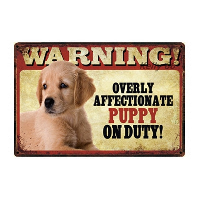 20*30 CM Pets Dog Warning Metal Sign Tin Poster Home Decor