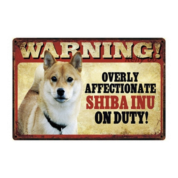 20*30 CM Pets Dog Warning Metal Sign Tin Poster Home Decor